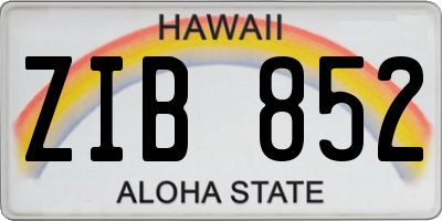 HI license plate ZIB852