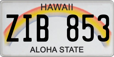 HI license plate ZIB853