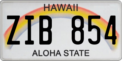 HI license plate ZIB854