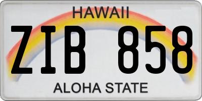 HI license plate ZIB858