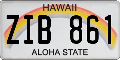 HI license plate ZIB861