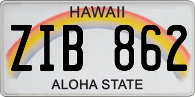 HI license plate ZIB862