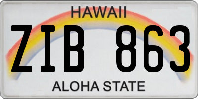 HI license plate ZIB863