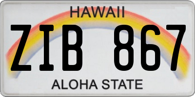 HI license plate ZIB867