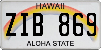 HI license plate ZIB869