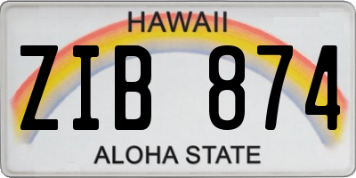 HI license plate ZIB874
