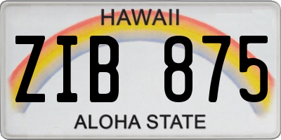 HI license plate ZIB875