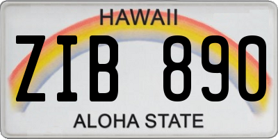 HI license plate ZIB890