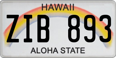 HI license plate ZIB893
