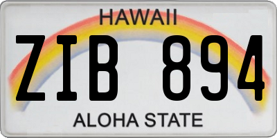 HI license plate ZIB894