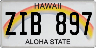 HI license plate ZIB897