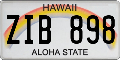 HI license plate ZIB898