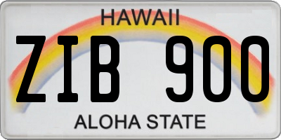 HI license plate ZIB900