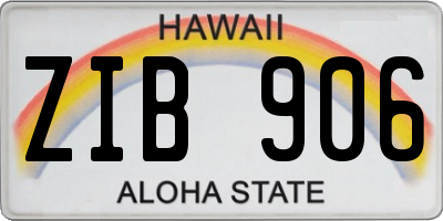 HI license plate ZIB906