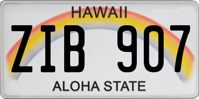 HI license plate ZIB907