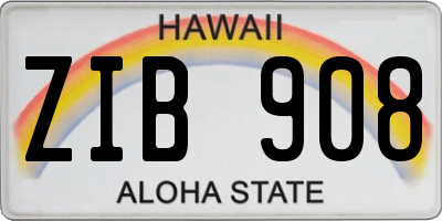 HI license plate ZIB908