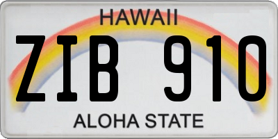 HI license plate ZIB910