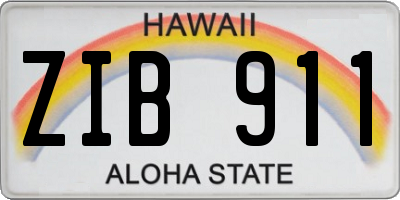 HI license plate ZIB911