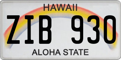 HI license plate ZIB930