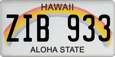 HI license plate ZIB933