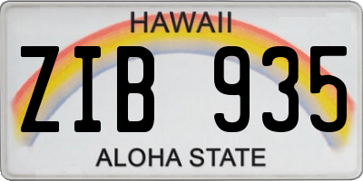 HI license plate ZIB935