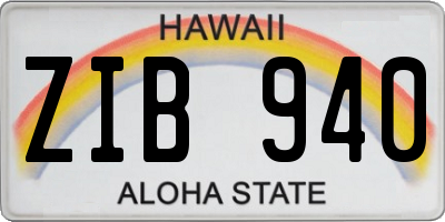 HI license plate ZIB940
