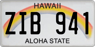 HI license plate ZIB941