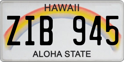 HI license plate ZIB945