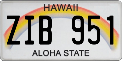 HI license plate ZIB951