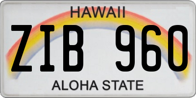 HI license plate ZIB960