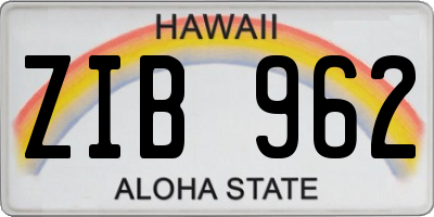 HI license plate ZIB962