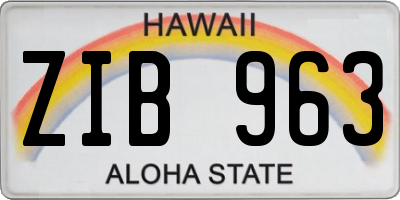 HI license plate ZIB963