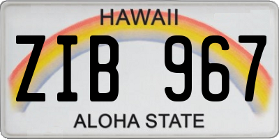 HI license plate ZIB967