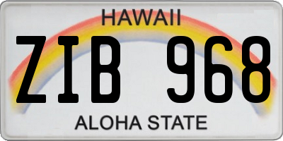 HI license plate ZIB968