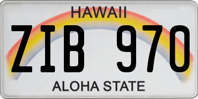 HI license plate ZIB970