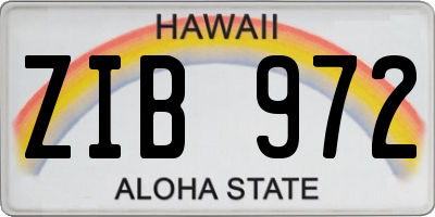 HI license plate ZIB972