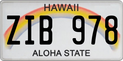 HI license plate ZIB978