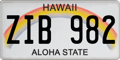 HI license plate ZIB982