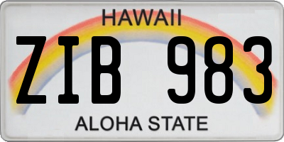 HI license plate ZIB983