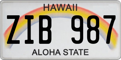 HI license plate ZIB987