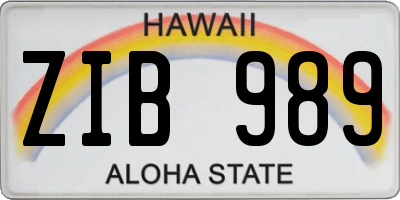 HI license plate ZIB989