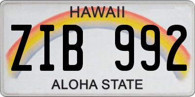 HI license plate ZIB992