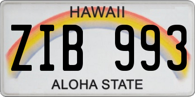 HI license plate ZIB993