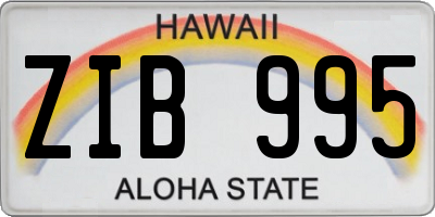 HI license plate ZIB995