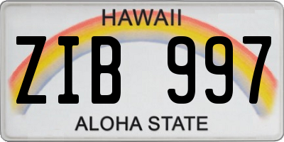 HI license plate ZIB997