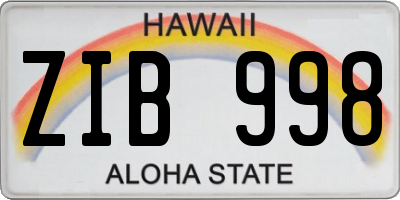 HI license plate ZIB998
