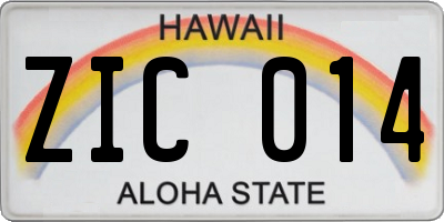 HI license plate ZIC014
