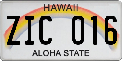 HI license plate ZIC016
