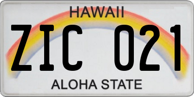 HI license plate ZIC021