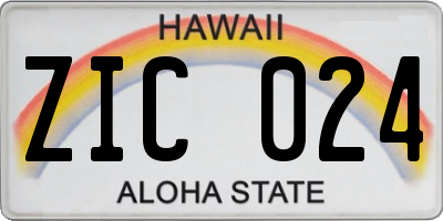 HI license plate ZIC024